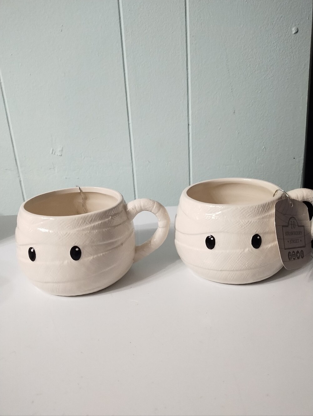 NWT 10 Strawberry Street Mummy Face Ceramic Mugs- Set Of 2